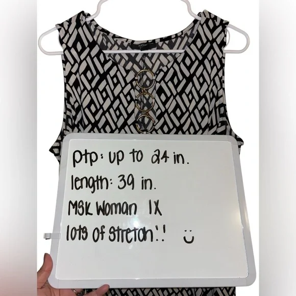 MSK Women Black and White Casual Dress 1X - Picture 6 of 6
